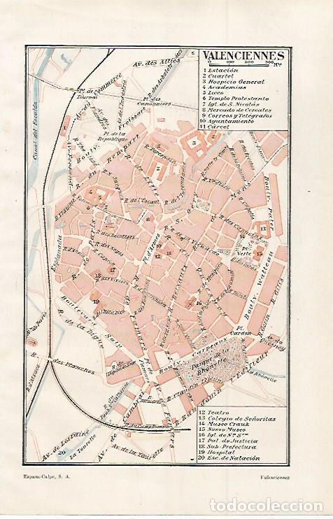 Otros art&iacute;culos de coleccionismo en papel: LAMINA ESPASA 30045: Plano de Valenciennes Francia - Varios