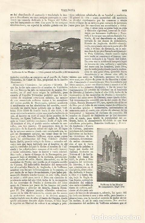 Otros art&iacute;culos de coleccionismo en papel: LAMINA ESPASA 30106: Monasterio de Vallbona de las Monjas Lleida - Varios