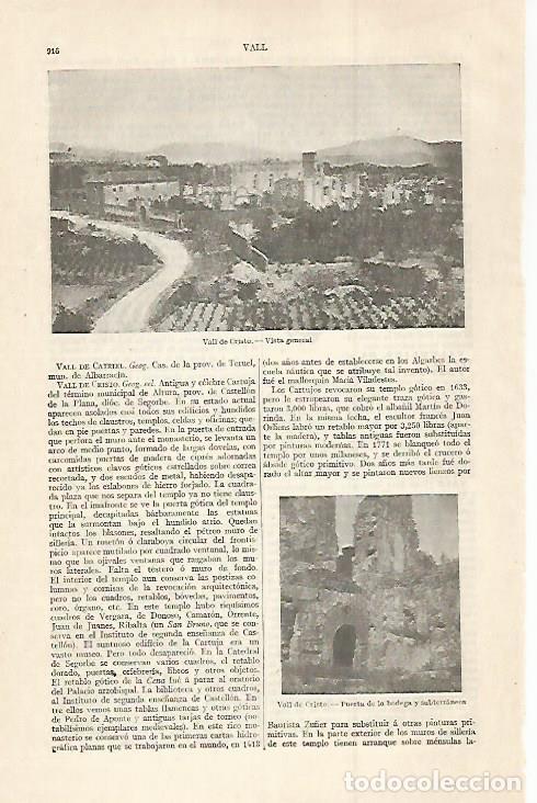 Otros art&iacute;culos de coleccionismo en papel: LAMINA ESPASA 30077: Vista de Vall de Cristo Castellon - Varios