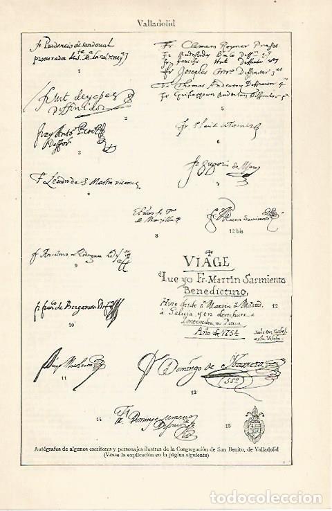 Otros art&iacute;culos de coleccionismo en papel: LAMINA ESPASA 30082: Autografos de escritores de la Congregacion de San Benito de Valladolid - Vario