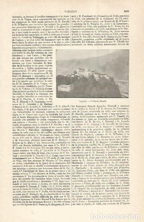 Otros art&iacute;culos de coleccionismo en papel: LAMINA ESPASA 30190: El Sacro Monte en Varallo Italia - Varios