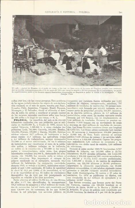 Otros art&iacute;culos de coleccionismo en papel: LAMINA ESPASA 36589: Destruccion en Huaraz, Peru por un terremoto - Varios