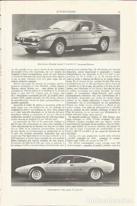 Otros art&iacute;culos de coleccionismo en papel: LAMINA ESPASA 36509: Alfa Romeo Montreal y Lamborghini P 250 - Varios