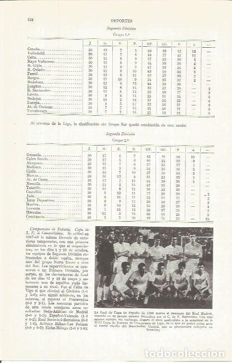 Otros art&iacute;culos de coleccionismo en papel: LAMINA ESPASA 36729: Final de la Copa de Espa&ntilde;a de 1968 - Varios