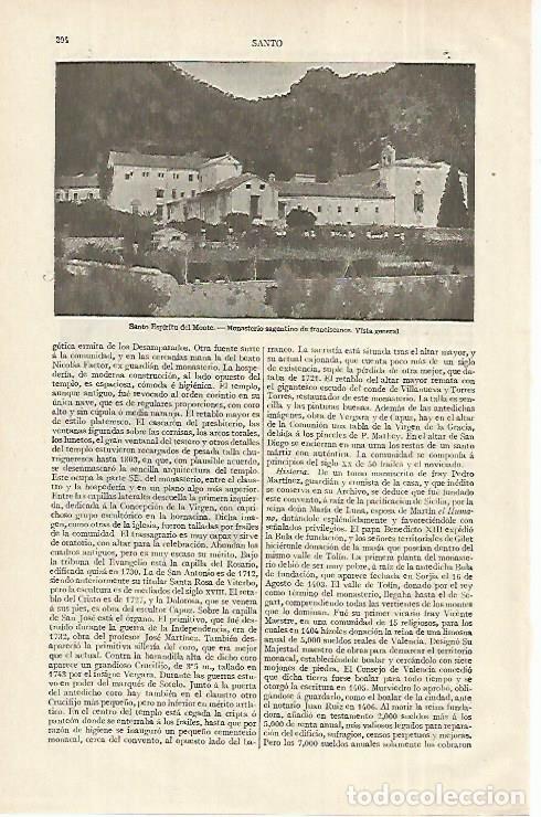Otros art&iacute;culos de coleccionismo en papel: LAMINA ESPASA 12318: Monasaterio de Santo Espiritu del Monte Valencia - Varios
