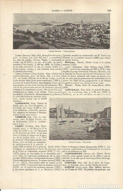 Otros art&iacute;culos de coleccionismo en papel: LAMINA ESPASA 36323: Vista y puerto de Lussin Piccolo, Croacia - Varios
