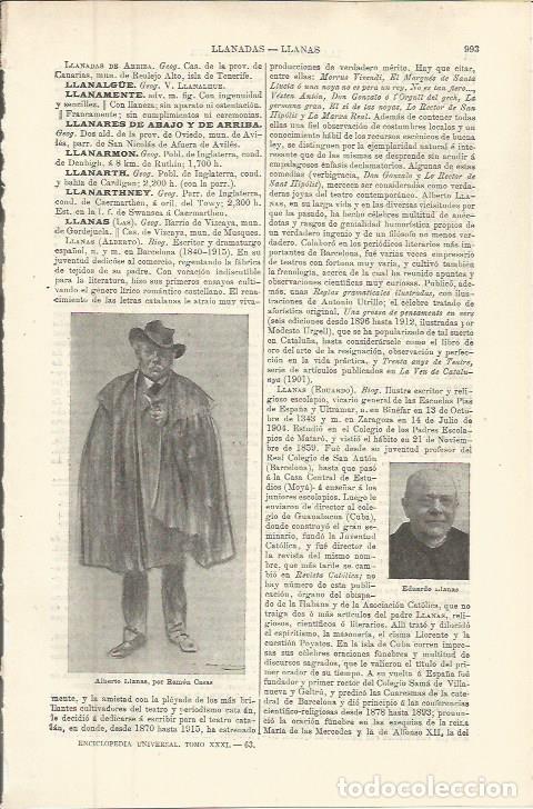 Otros art&iacute;culos de coleccionismo en papel: LAMINA ESPASA 36350: Alberto Llanas, por Ramon Casas - Varios