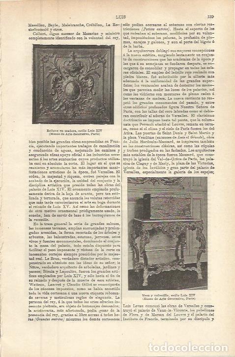 Otros art&iacute;culos de coleccionismo en papel: LAMINA ESPASA 36277: Muebles de estilo Luis XIV - Varios