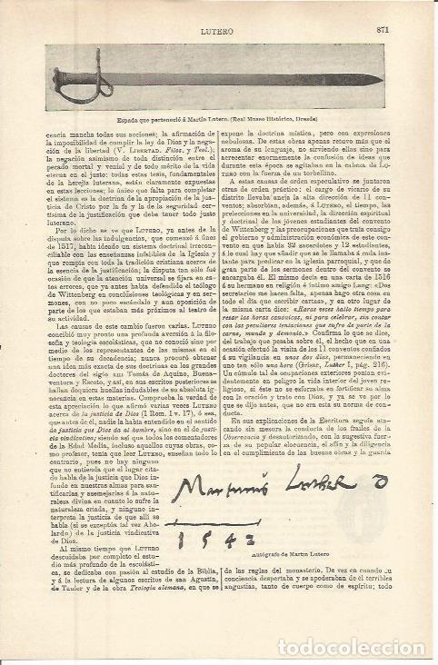 Otros art&iacute;culos de coleccionismo en papel: LAMINA ESPASA 36325: Espada de Martin Lutero - Varios