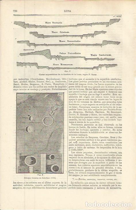 Otros art&iacute;culos de coleccionismo en papel: LAMINA ESPASA 36304: Dibujos de la luna por Schroter en 1791 - Varios