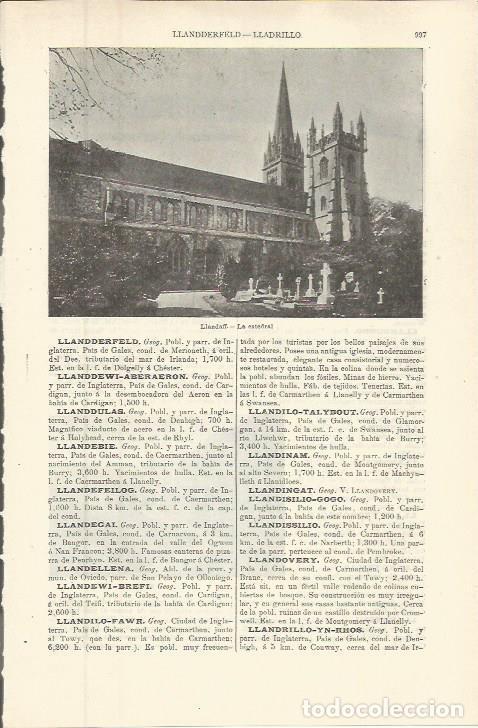 Otros art&iacute;culos de coleccionismo en papel: LAMINA ESPASA 36352: Catedral de Llandaff, Inglaterra - Varios