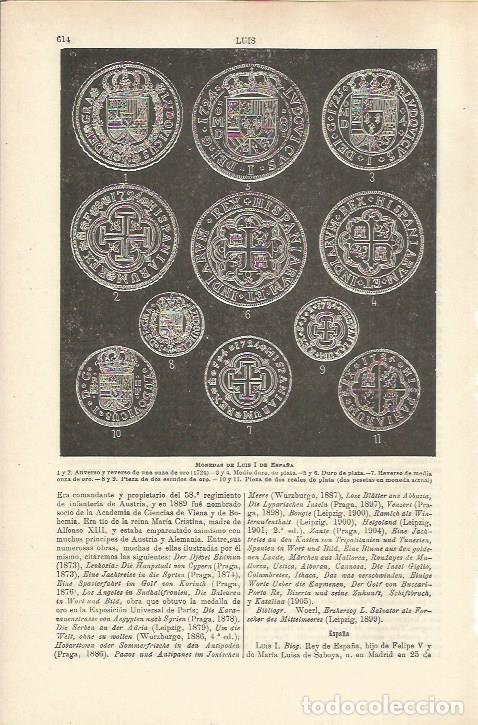 Otros art&iacute;culos de coleccionismo en papel: LAMINA ESPASA 36264: Monedas de Luis I de Espa&ntilde;a - Varios