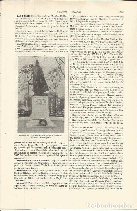 Otros art&iacute;culos de coleccionismo en papel: LAMINA ESPASA 36399: Estatua de Alejandro Macomb en Detroit - Varios