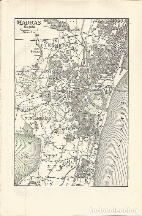 Otros art&iacute;culos de coleccionismo en papel: LAMINA ESPASA 36421: Plano de Madras, India - Varios