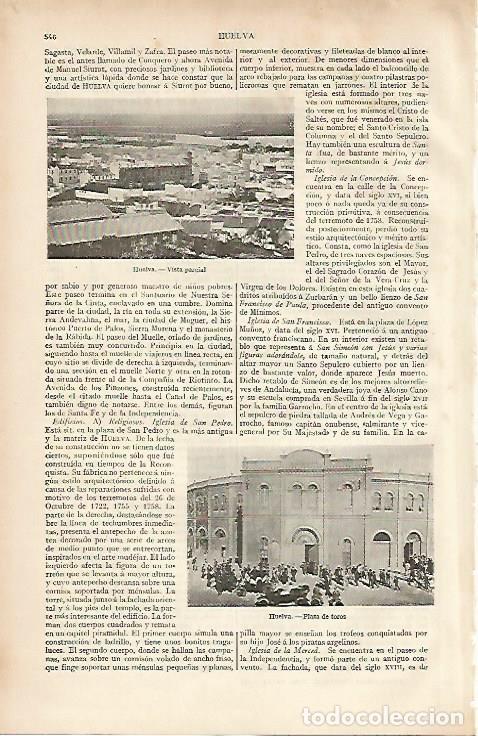 Otros art&iacute;culos de coleccionismo en papel: LAMINA ESPASA 4480: Vista parcial y plaza de toros de Huelva - Varios Autores