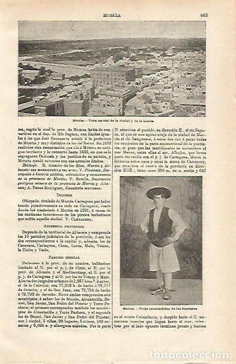 Otros art&iacute;culos de coleccionismo en papel: LAMINA ESPASA 24537: Vista de la ciudad de Murcia - Varios