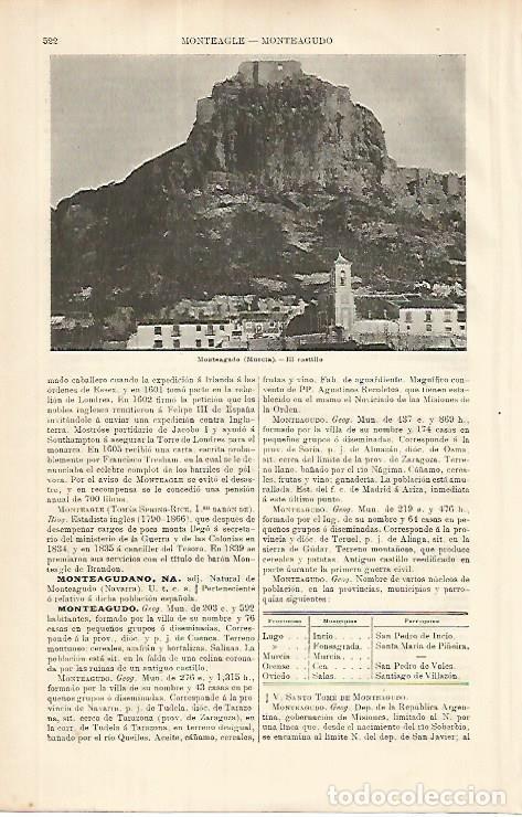 Otros art&iacute;culos de coleccionismo en papel: LAMINA ESPASA 8623: Castillo de Monteagudo Murcia - Varios