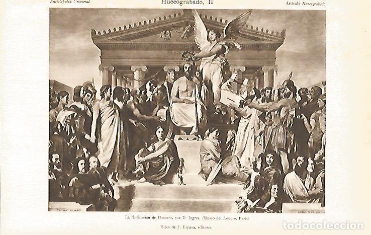 Otros art&iacute;culos de coleccionismo en papel: LAMINA ESPASA 30260: La deificacion de Homero por D. Ingres - Varios