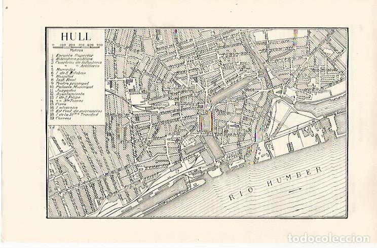 Otros art&iacute;culos de coleccionismo en papel: LAMINA ESPASA 30286: Plano de Hull Inglaterra - Varios
