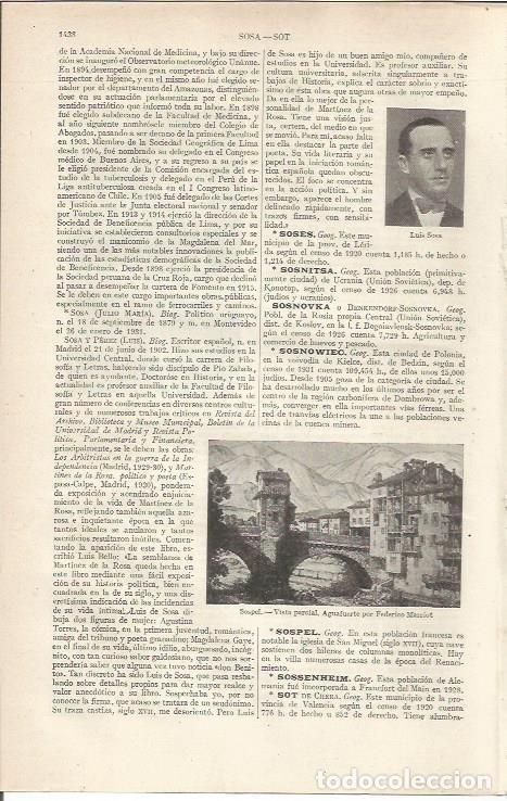 Otros art&iacute;culos de coleccionismo en papel: LAMINA ESPASA 37093: Vista de Sospel, por Federico Marriot - Varios