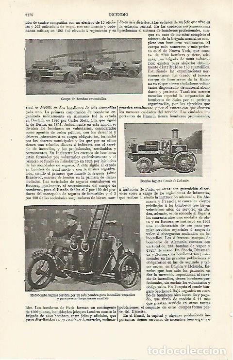 Otros art&iacute;culos de coleccionismo en papel: LAMINA ESPASA 30341: Motobomba y bomba contra incendios - Varios