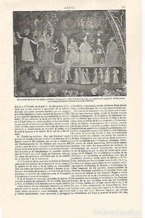 Otros art&iacute;culos de coleccionismo en papel: LAMINA ESPASA 30316: Fresco La Iglesia militante y la triunfante en Florencia - Varios