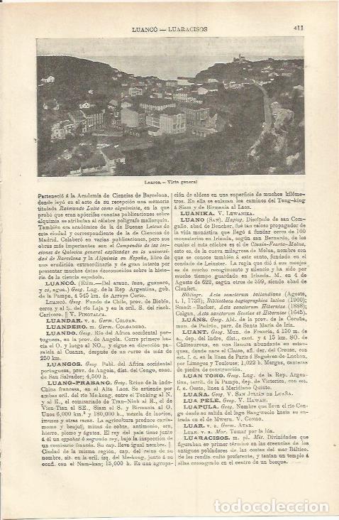 Otros art&iacute;culos de coleccionismo en papel: LAMINA ESPASA 37215: Vista de Luarca, Oviedo - Varios