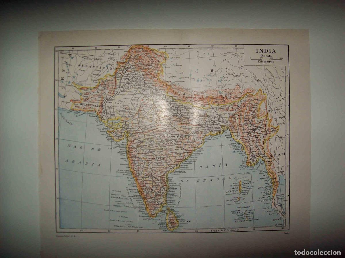 Otros art&iacute;culos de coleccionismo en papel: LAMINA ESPASA 30343: Mapa de la India - Varios