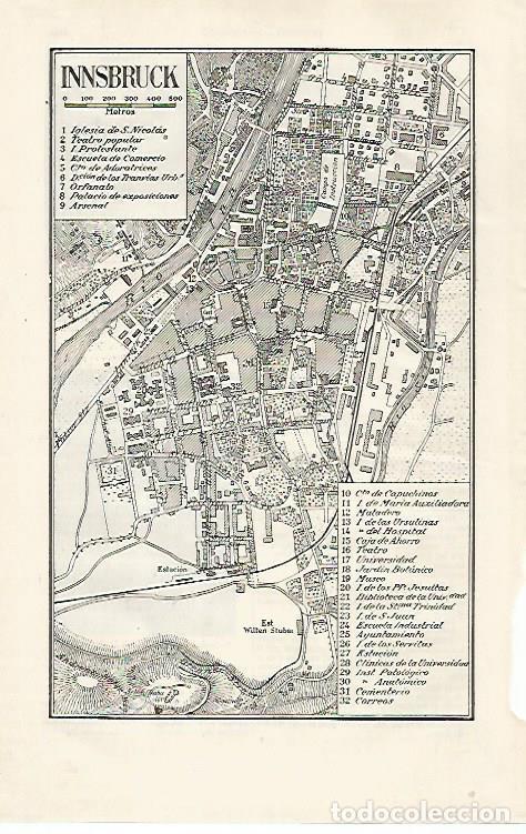 Otros art&iacute;culos de coleccionismo en papel: LAMINA ESPASA 30398: Plano de Innsbruck Austria - Varios