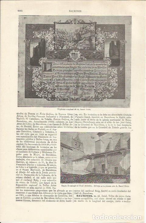 Otros art&iacute;culos de coleccionismo en papel: LAMINA ESPASA 37036: Diploma de A. Sauri Sires - Varios