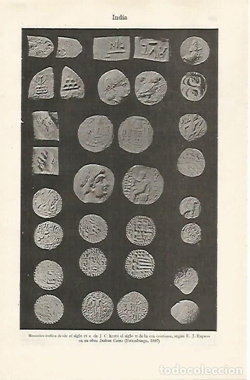 Otros art&iacute;culos de coleccionismo en papel: LAMINA ESPASA 30353: Monedas de India de los siglos IV a. C. - Varios
