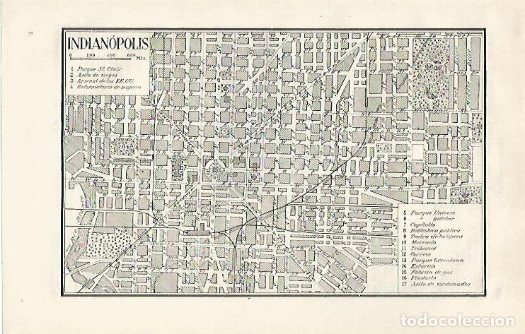 Otros art&iacute;culos de coleccionismo en papel: LAMINA ESPASA 30358: Plano de Indianopolis Estados Unidos - Varios