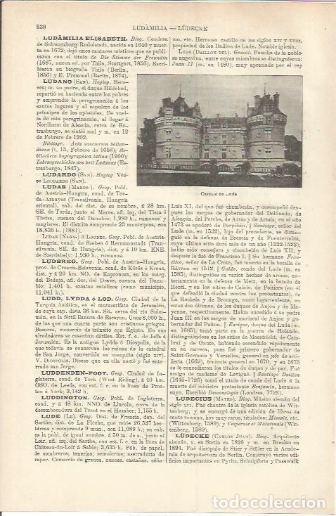Otros art&iacute;culos de coleccionismo en papel: LAMINA ESPASA 37244: Castillo de Lude, Francia - Varios