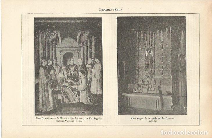 Otros art&iacute;culos de coleccionismo en papel: LAMINA ESPASA 37161: Sixto II ordenando a San Lorenzo e iglesia de San Lorenzo en Lleida - Varios