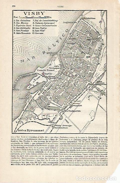 Otros art&iacute;culos de coleccionismo en papel: LAMINA ESPASA 30441: Plano de Visby Suecia - Varios