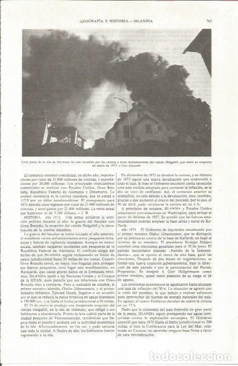 Otros art&iacute;culos de coleccionismo en papel: LAMINA ESPASA 36865: Erupcion del volcan Helgafell en Islandia - Varios