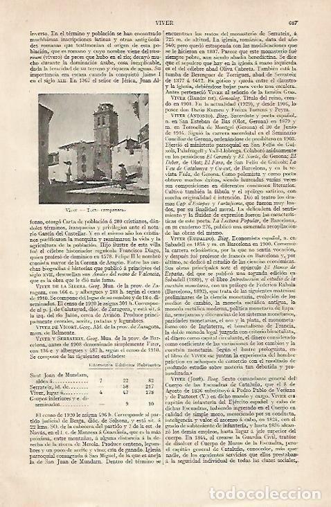 Otros art&iacute;culos de coleccionismo en papel: LAMINA ESPASA 30482: Torre campanario en Viver Castellon - Varios