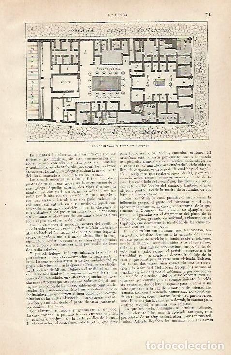 Otros art&iacute;culos de coleccionismo en papel: LAMINA ESPASA 30487: Plano de la Casa de Pansa en Pompeya - Varios