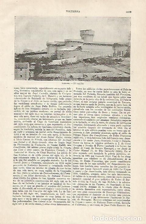 Otros art&iacute;culos de coleccionismo en papel: LAMINA ESPASA 30507: Castillo de Volterra - Varios