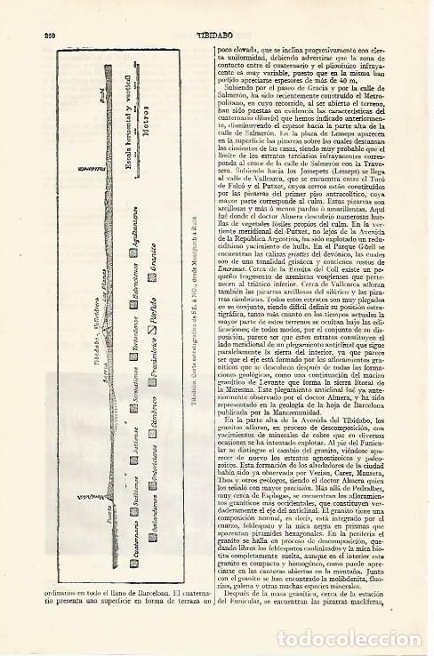 Otros art&iacute;culos de coleccionismo en papel: LAMINA ESPASA 30605: Corte estratigrafico del Tibidabo - Varios