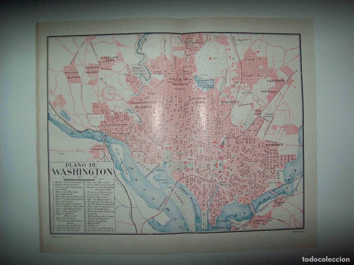 Otros art&iacute;culos de coleccionismo en papel: LAMINA ESPASA 30527: Plano de Washington - Varios