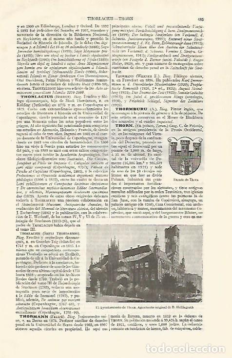 Otros art&iacute;culos de coleccionismo en papel: LAMINA ESPASA 30581: Escudo y ayuntamiento de Thorn Polonia - Varios