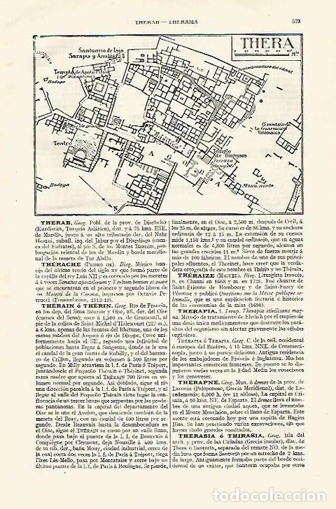 Otros art&iacute;culos de coleccionismo en papel: LAMINA ESPASA 30568: Plano de las ruinas de Thera Grecia - Varios