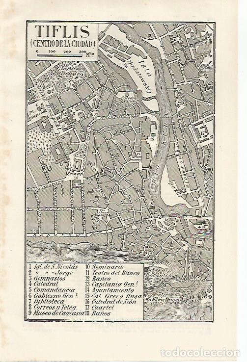 Otros art&iacute;culos de coleccionismo en papel: LAMINA ESPASA 30637: Plano del centro de Tiflis Rusia - Varios