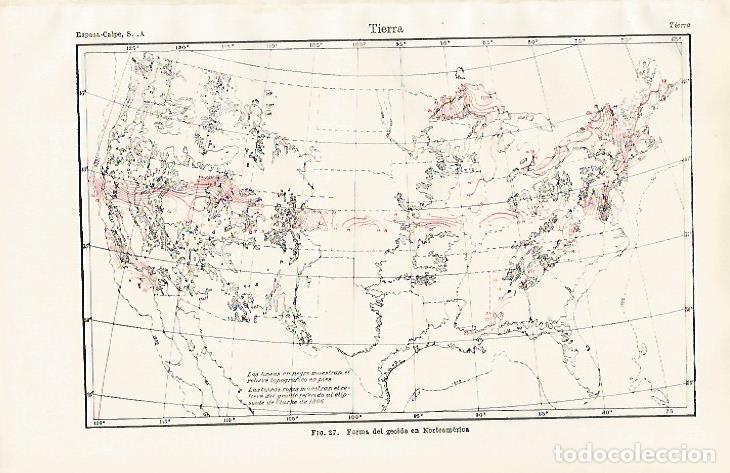 Otros art&iacute;culos de coleccionismo en papel: LAMINA ESPASA 30624: Mapa de Norteamerica con a forma del geoide - Varios
