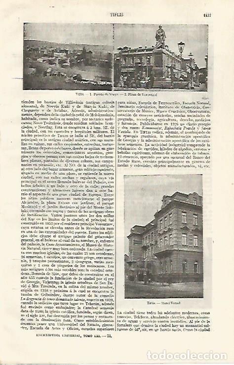 Otros art&iacute;culos de coleccionismo en papel: LAMINA ESPASA 30639: Puente de Verya y Plaza de Tiflis Rusia - Varios