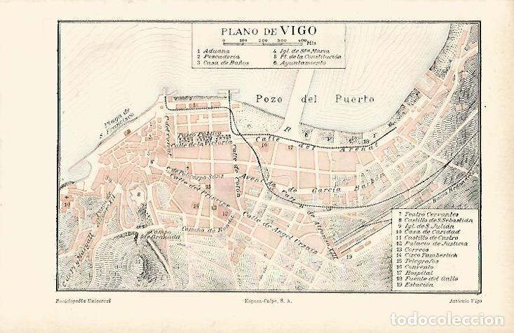 Otros art&iacute;culos de coleccionismo en papel: LAMINA DE ESPASA 263: Plano de Vigo - Varios autores