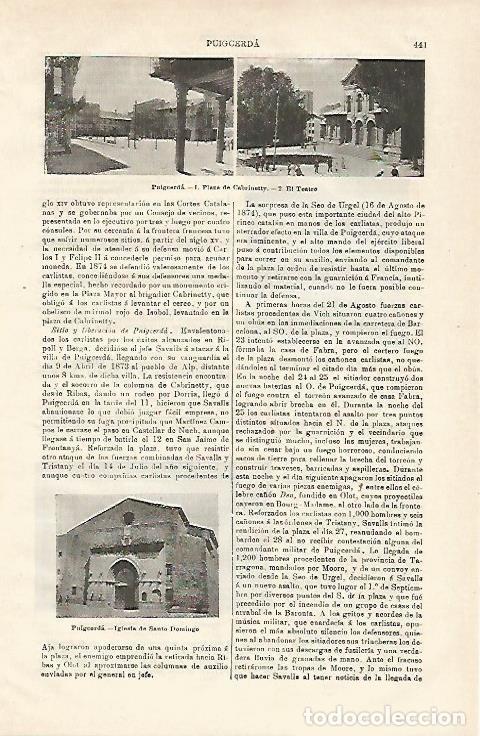Otros art&iacute;culos de coleccionismo en papel: LAMINA ESPASA 20613: Plaza y Teatro de Puigcerda - Varios