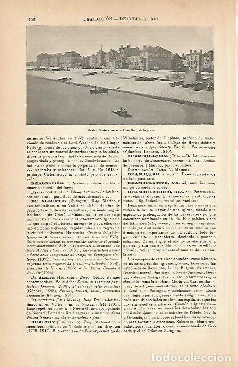 Otros art&iacute;culos de coleccionismo en papel: LAMINA ESPASA 2055: Vista del muelle y playa de Deal Estados Unidos - Varios Autores