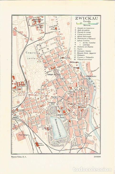 Otros art&iacute;culos de coleccionismo en papel: LAMINA ESPASA 37084: Plano de Zwickau, Alemania - Varios
